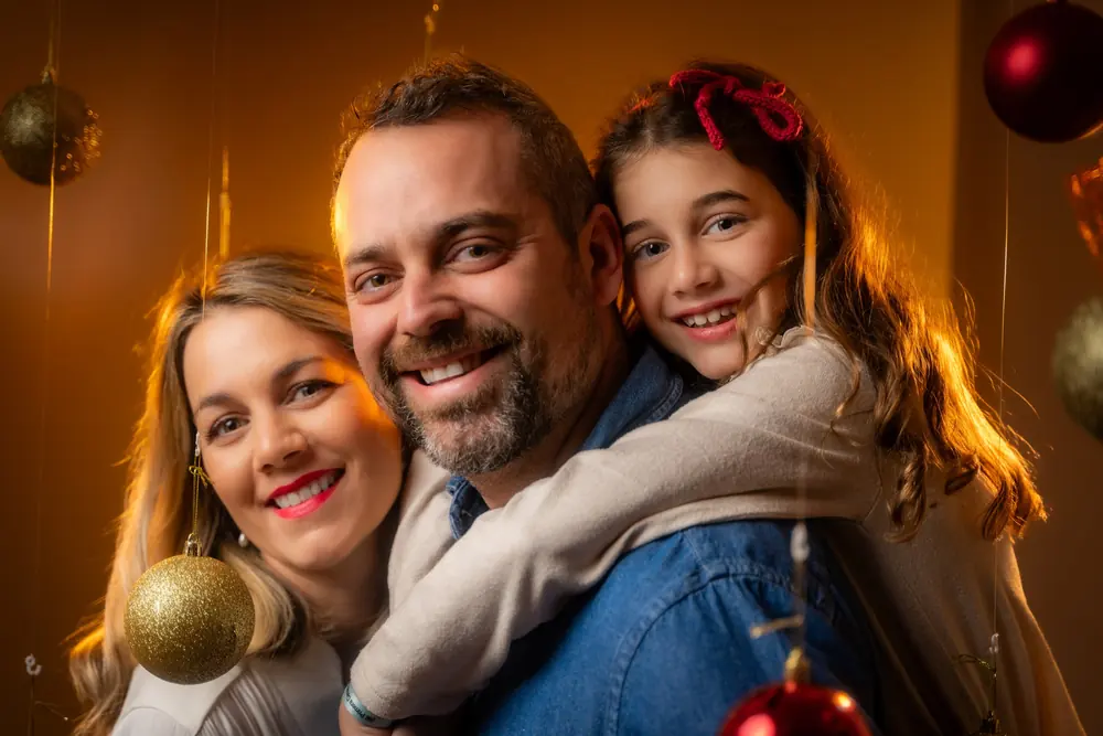 Retrato de Navidad en familia