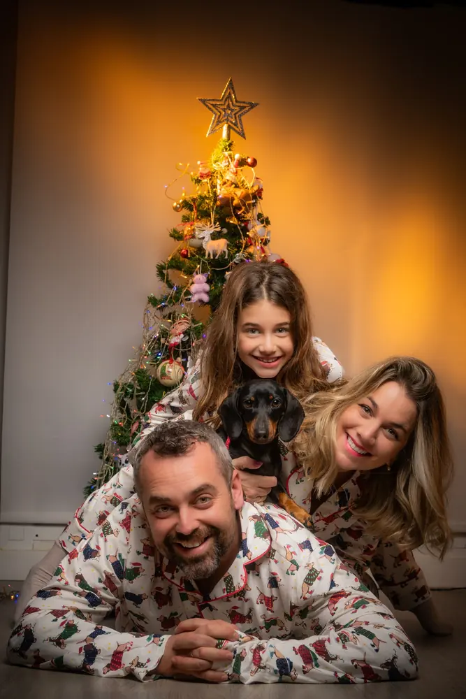 Retrato de Navidad en familia
